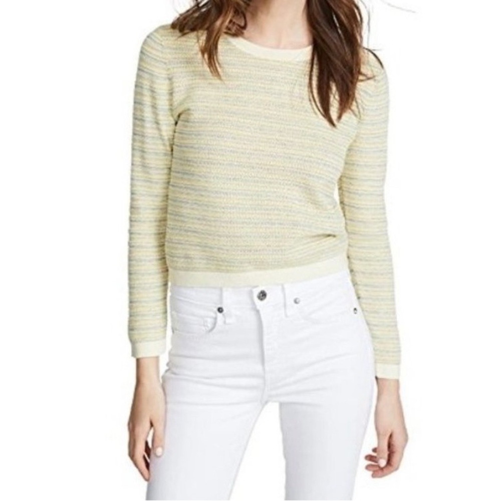 Veronica Beard Boise Striped Bracelet Sleeve Sweater Sz S Yellow Multi